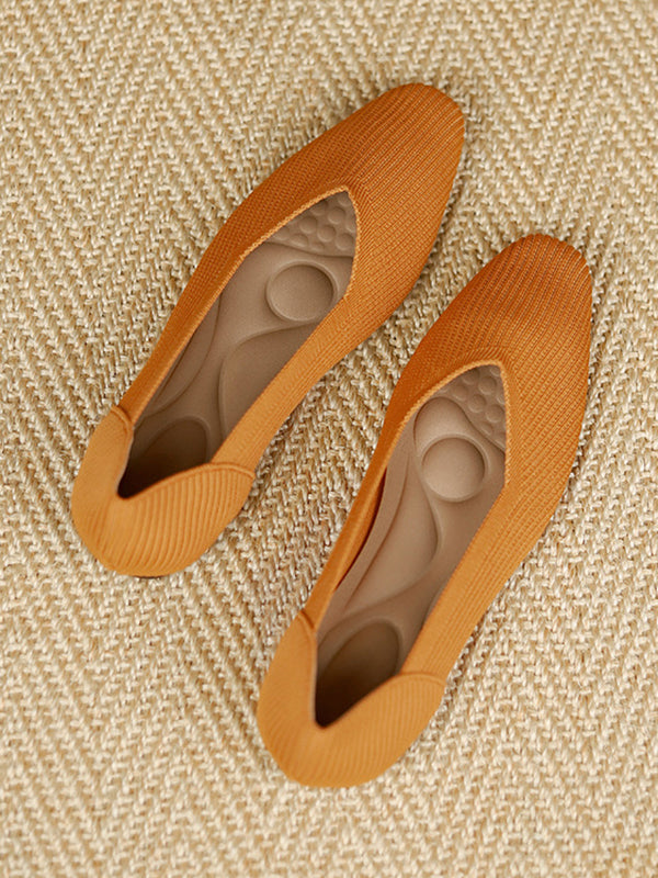 Solid Color Square-Toe Shoes Flats