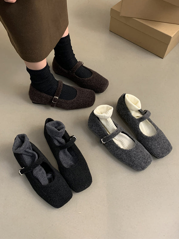 Hollow Shallow Cut Split-Joint Square-Toe Mary Janes Flat Shoes