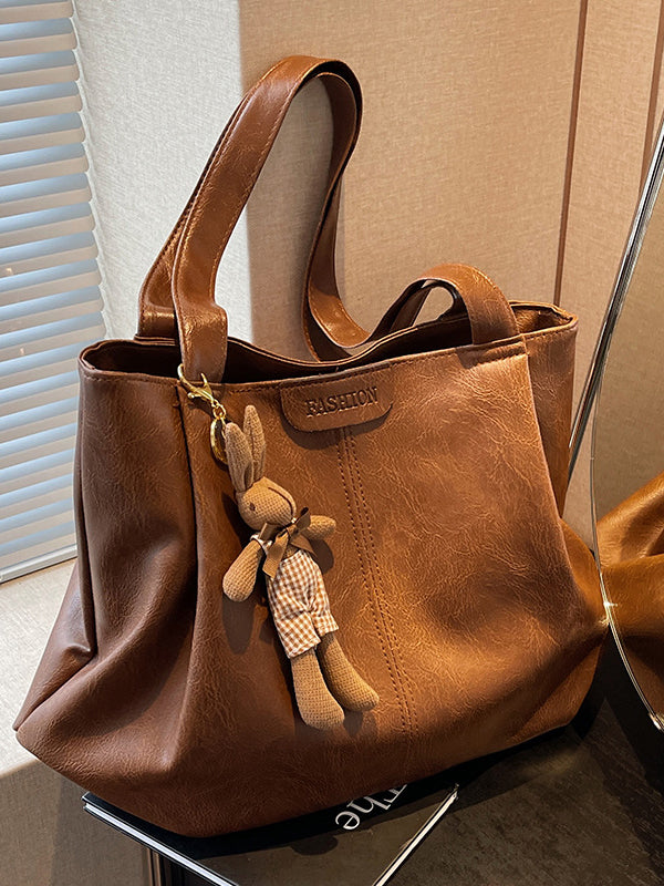 Solid Color Zipper Tote Bags Handbags