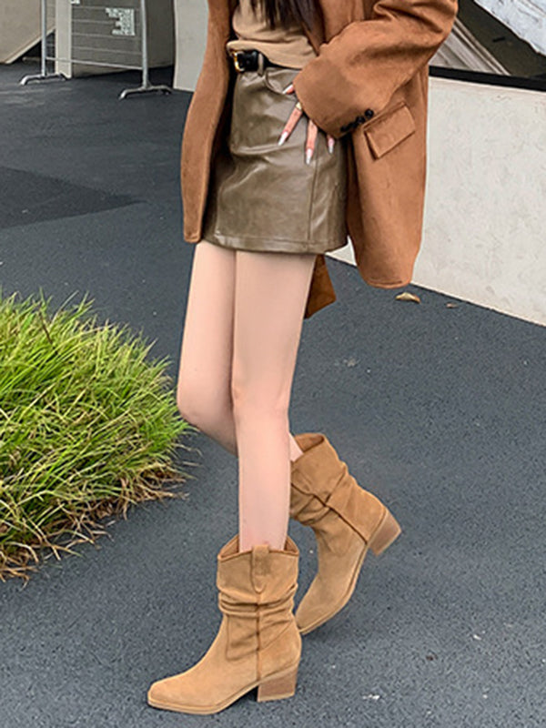 Pointed-Toe Split-Joint Pumps Boots