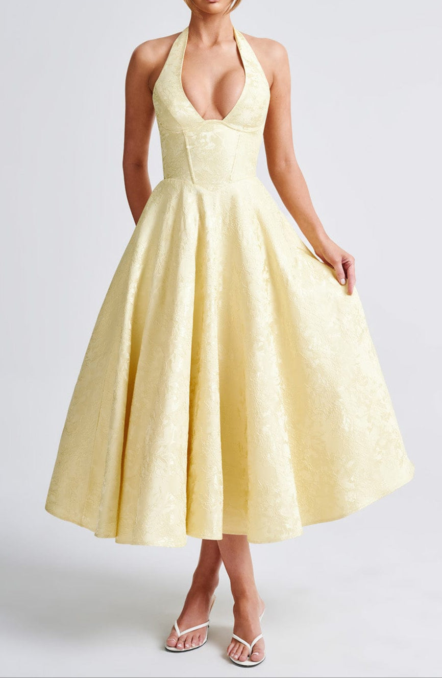 Triana Midi Dress - Lemon