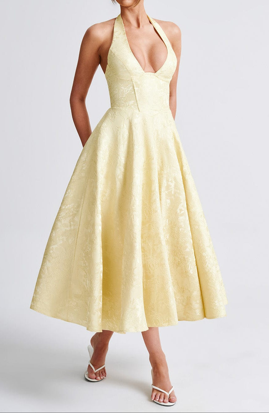 Triana Midi Dress - Lemon