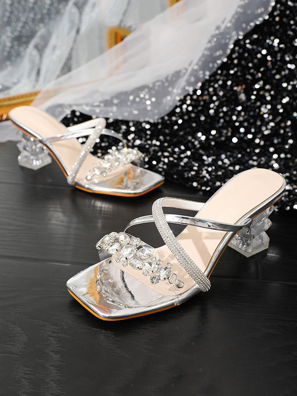 Rhine Stones Chunky Shoes Pumps Sandals