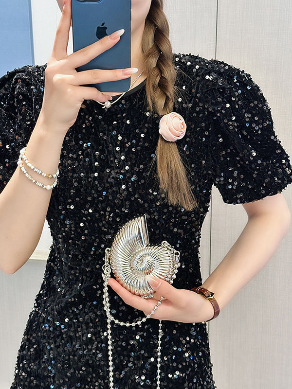 Chains Geometric Solid Color Satchels Crossbody Bags