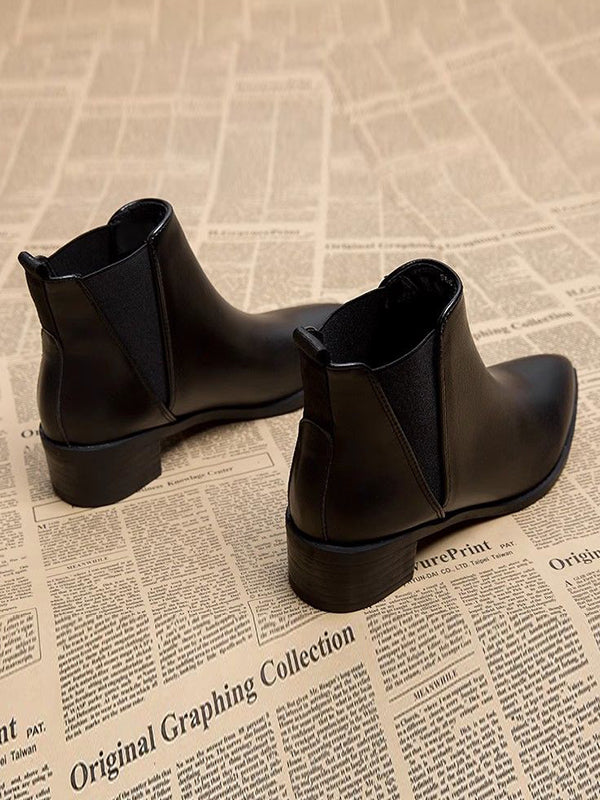 Elasticity Pointed-Toe Solid Color Split-Joint Chelsea Boots Boots
