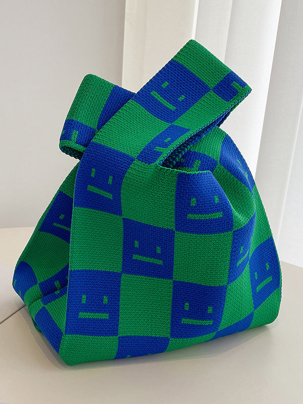 Urban Checkerboard Plaid Color-Block Bags Accessories Handbags