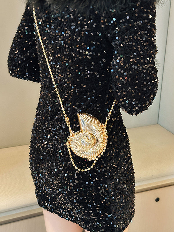 Chains Geometric Solid Color Satchels Crossbody Bags