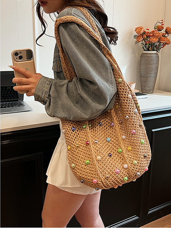 Beads Hollow Woven Handbag Bags Accessories