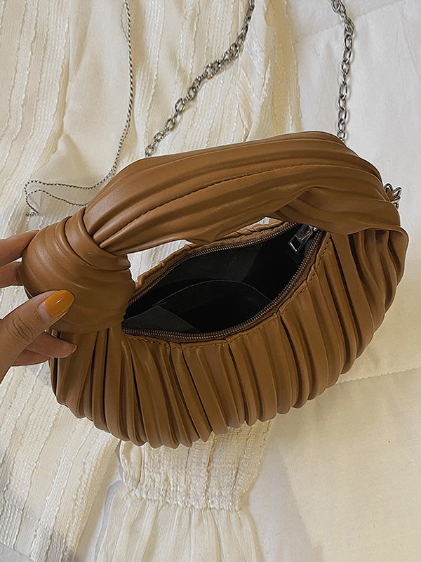 Pleated Split-Joint Zipper Shoulder Bags Handbags Bags Accessories