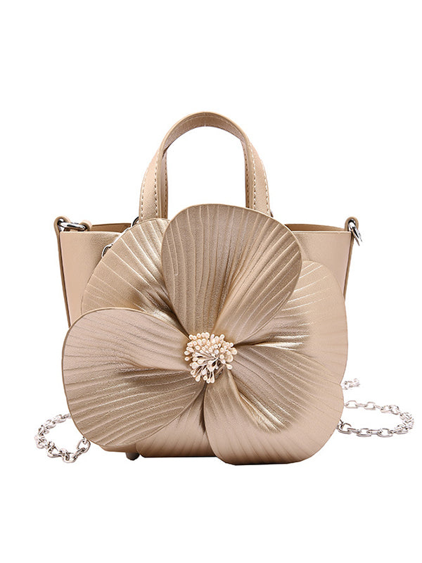 Flower Shape Pleated Split-Joint Tote Bags Handbags Crossbody Bags Bags