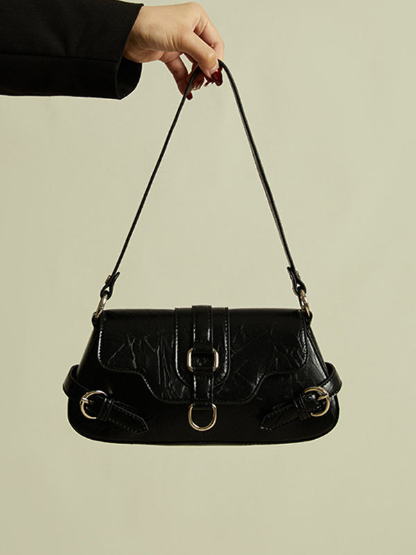 Belt Buckle Geometric Shiny Split-Joint Shoulder Bags Handbags Bags