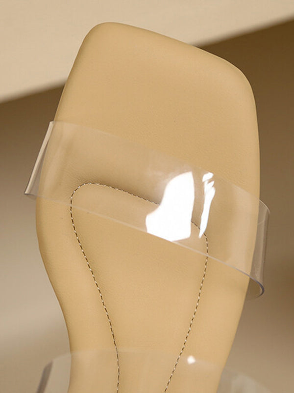 Open Toe Split-Joint Square-Toe Transparent Slippers Pumps Sandals