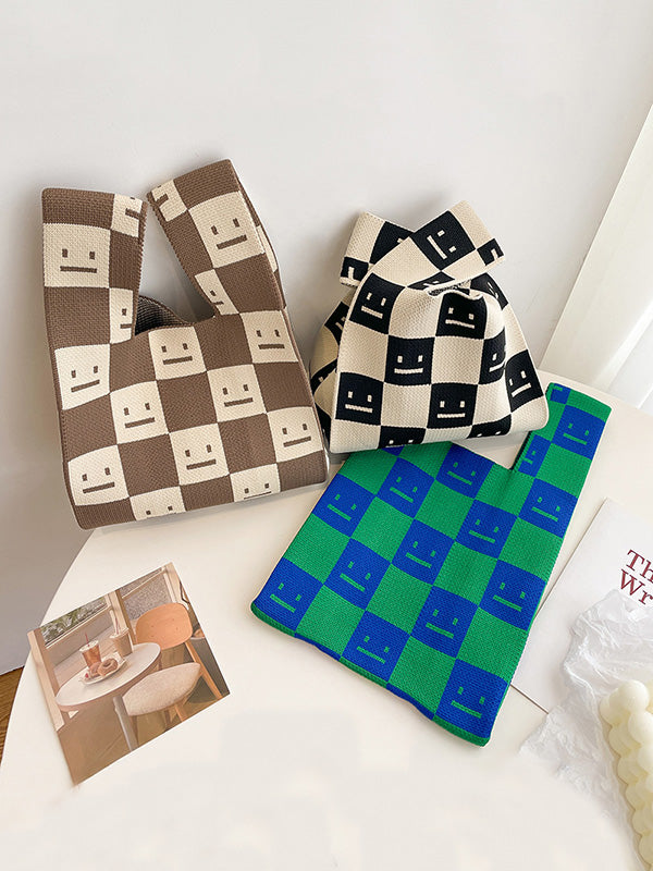 Urban Checkerboard Plaid Color-Block Bags Accessories Handbags