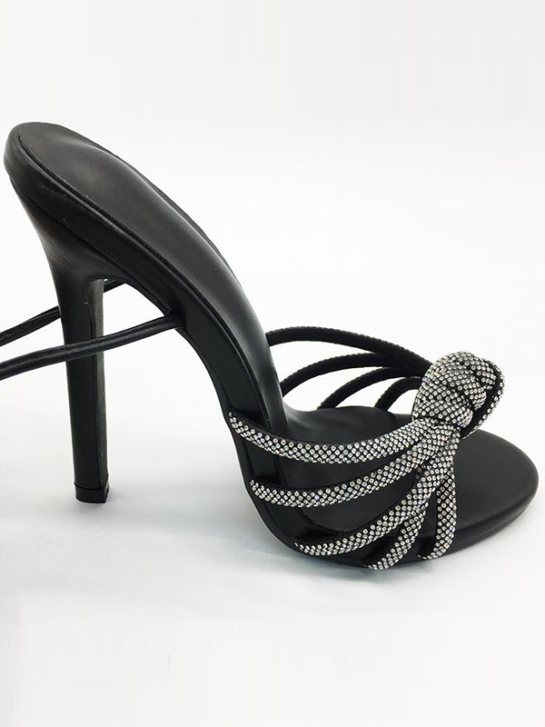Bandage Knot Rhine Stones Stilettos Pumps Sandals