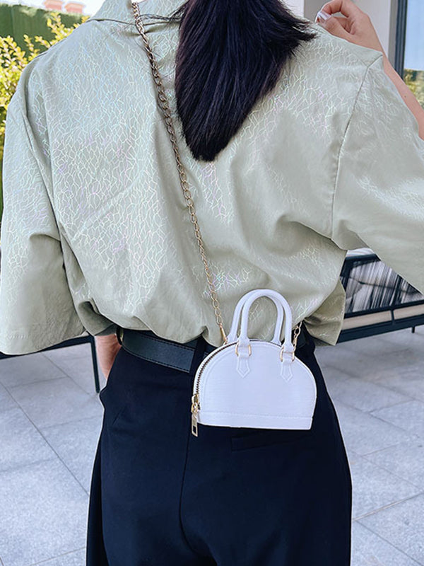 Chains Geometric Zipper Satchels Crossbody Bags