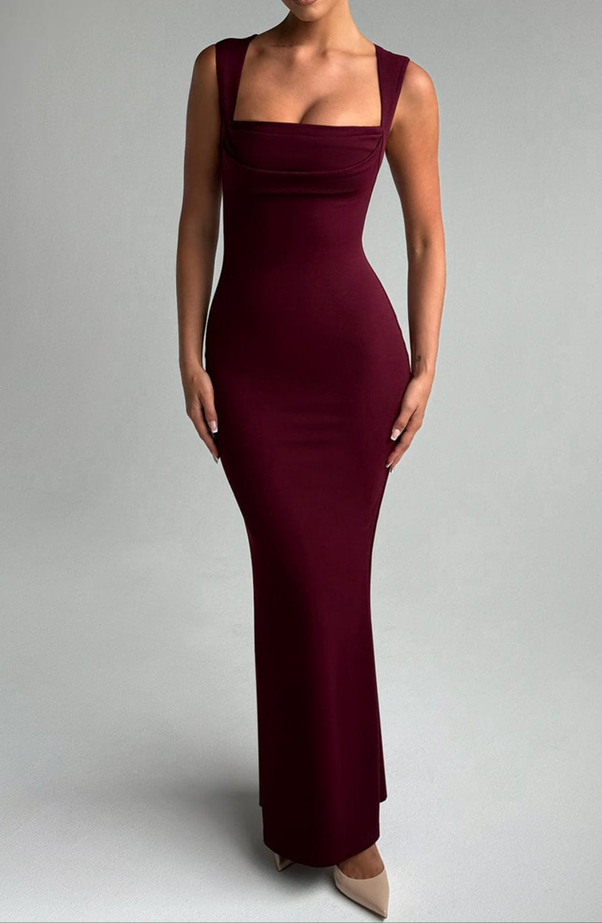 Leya Maxi Dress - Cherry Lacquer