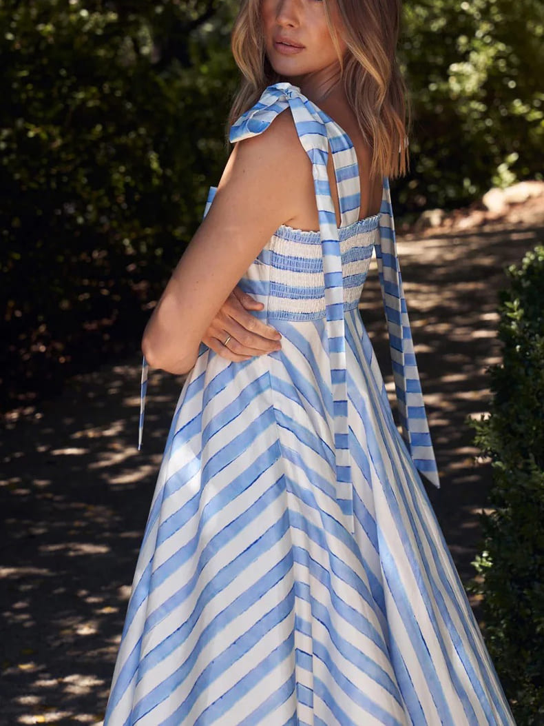 Hidden Striped Turtle High Waisted Maxi Dress
