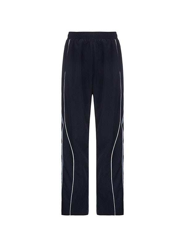 Striped Navy Blue Vintage Retro Sporty Baggy Sweatpants