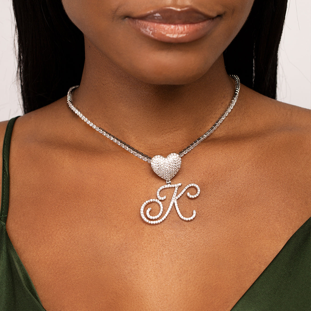 Verano Heart Initial Tennis Necklace