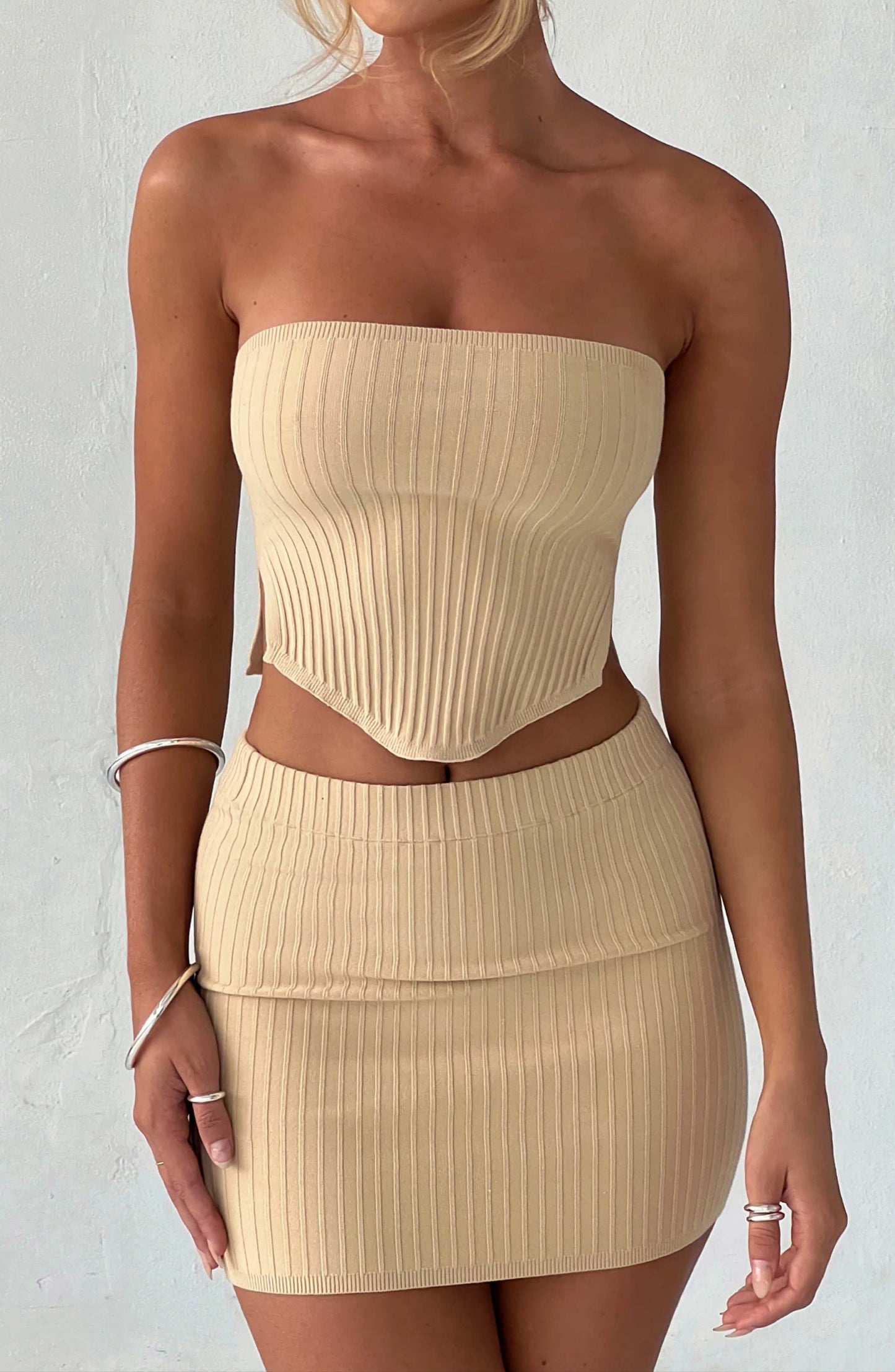 Sicily Mini Skirt - Beige