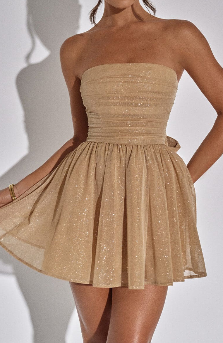 Luciana Mini Dress - Gold Sparkle