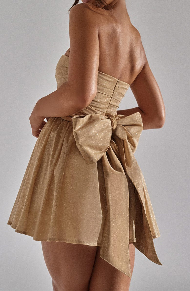 Luciana Mini Dress - Gold Sparkle