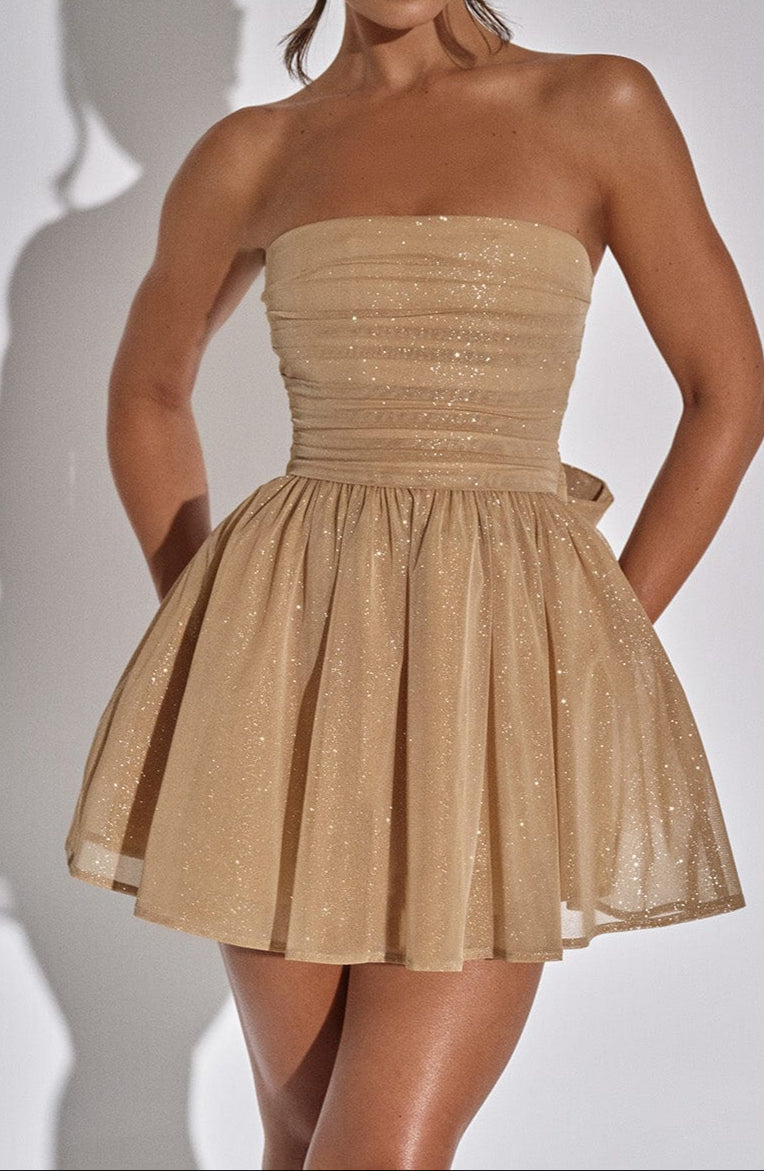 Luciana Mini Dress - Gold Sparkle