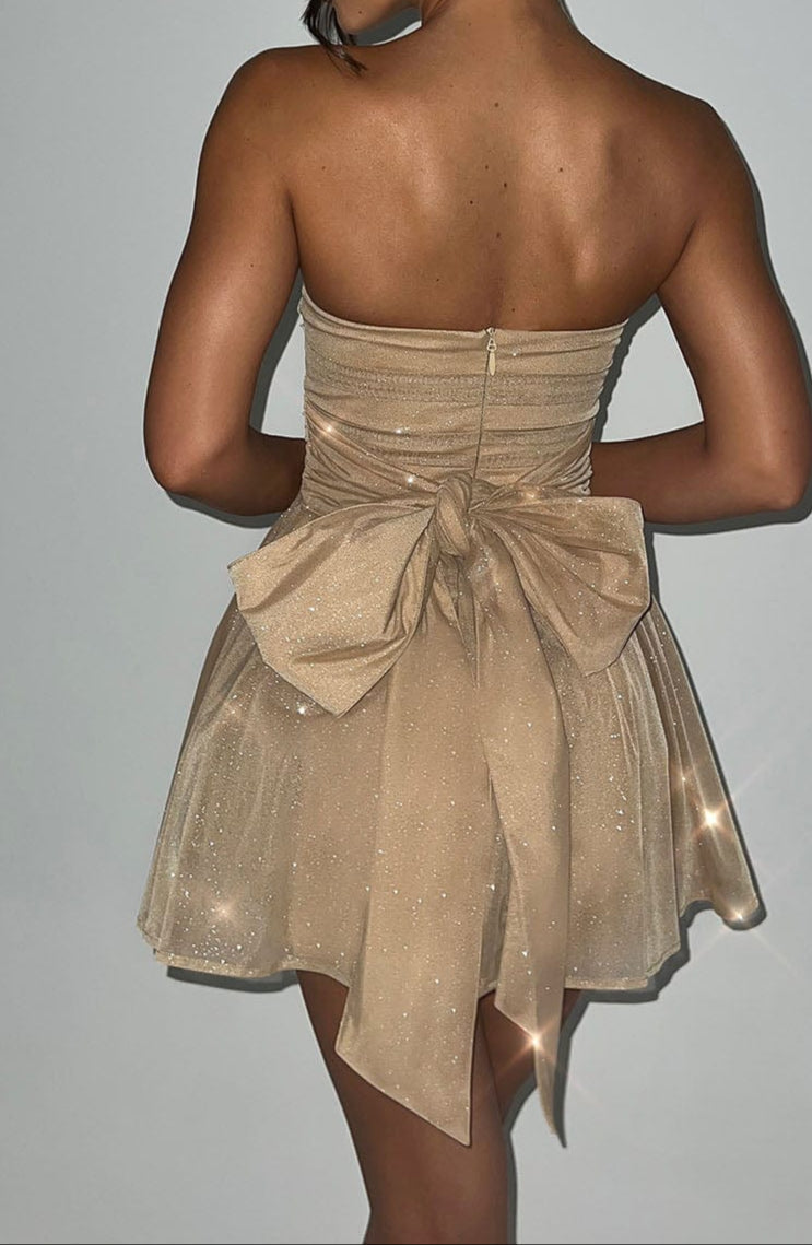 Luciana Mini Dress - Gold Sparkle