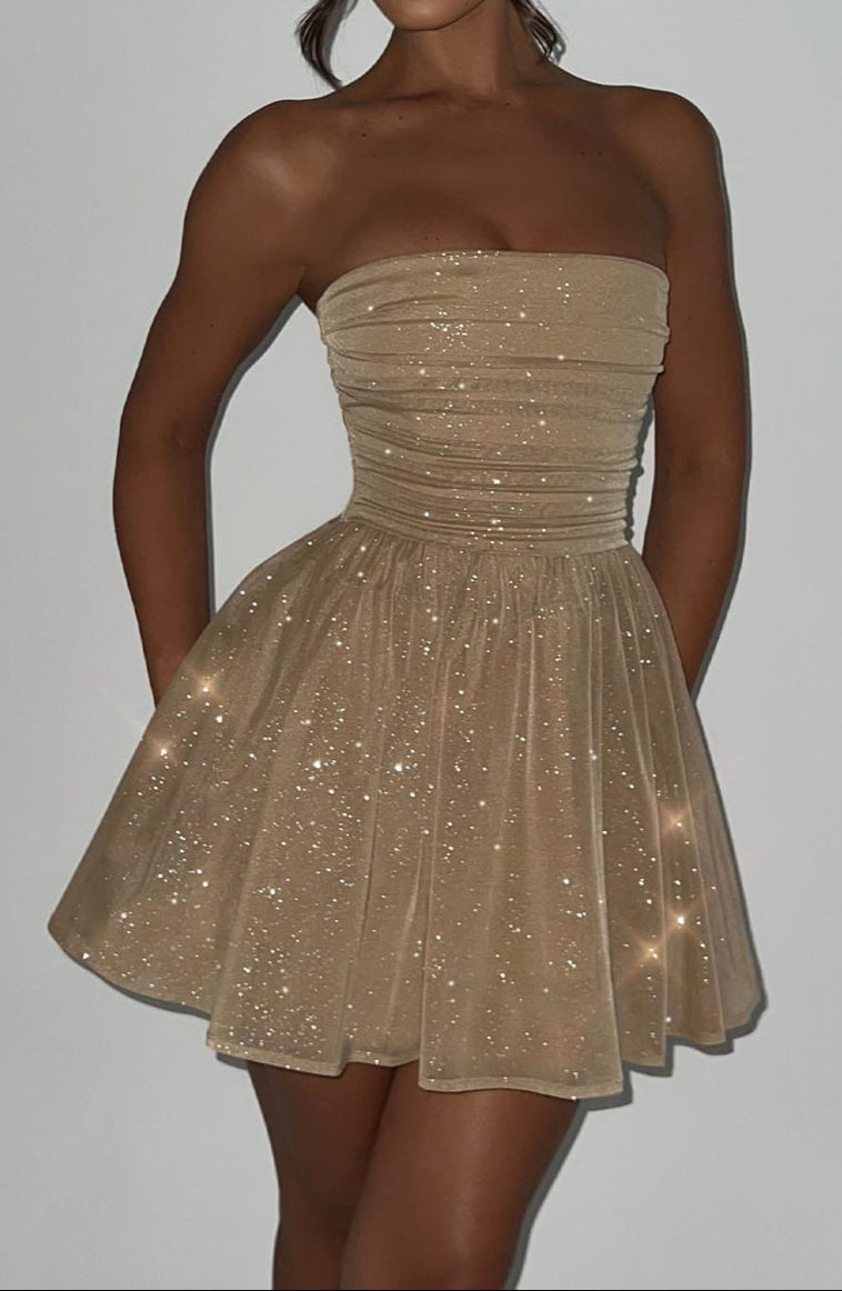Luciana Mini Dress - Gold Sparkle