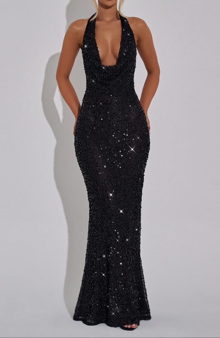 Carlota Maxi Dress - Black Lined