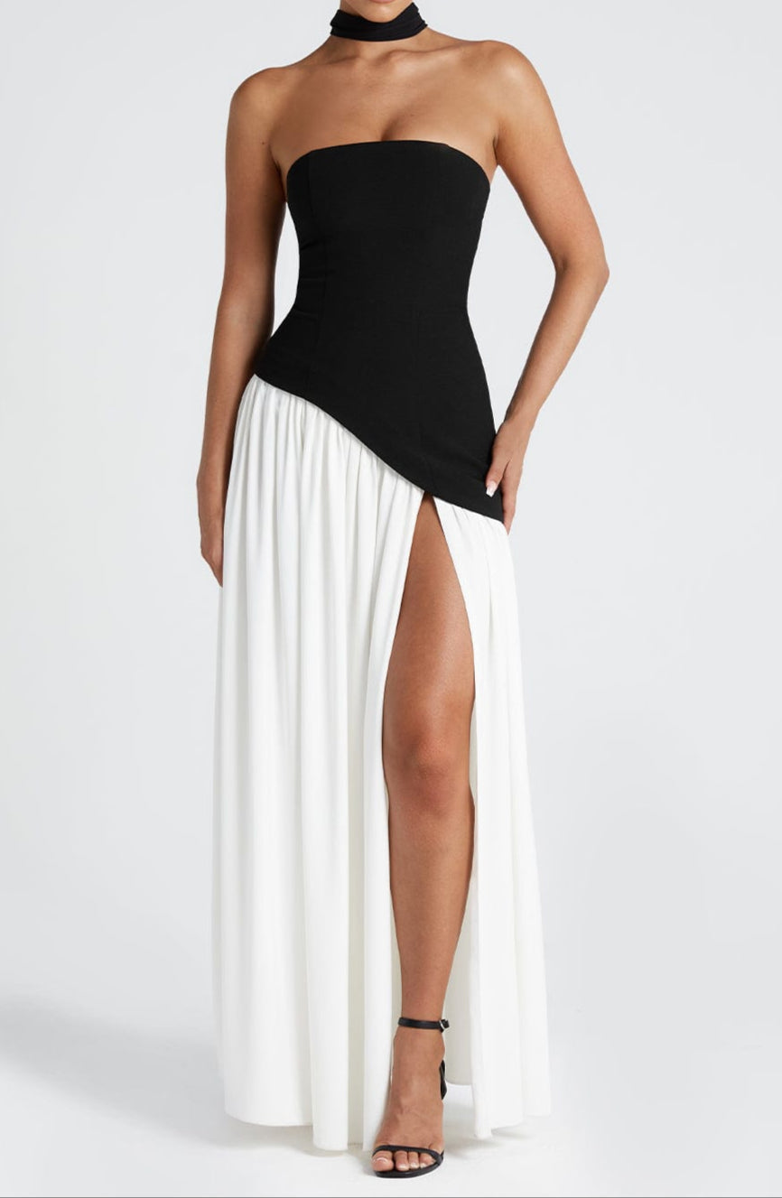 Jacobella Maxi Dress - Black/White