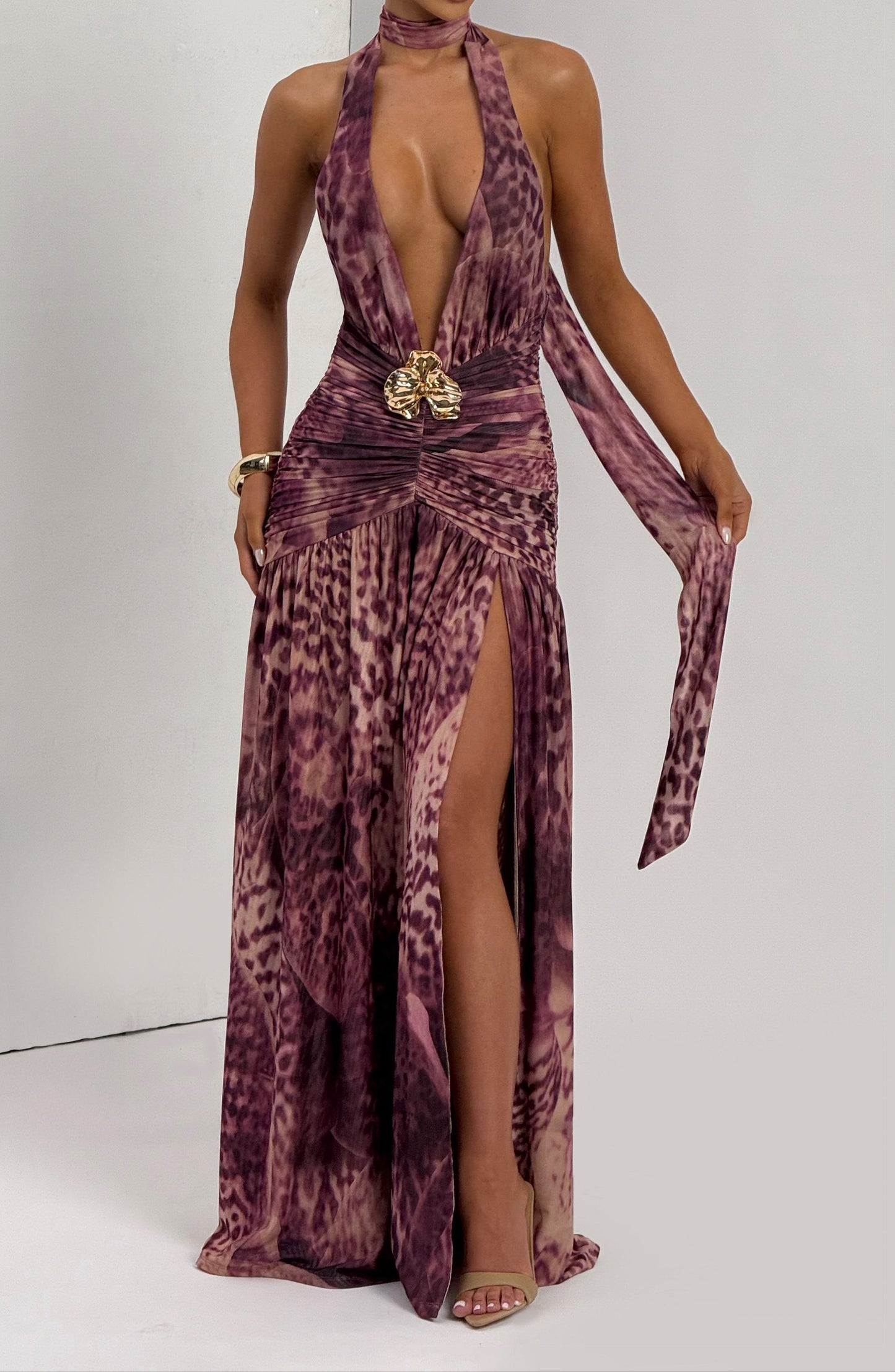 Rosa Maxi Dress - Magenta Orchid Print