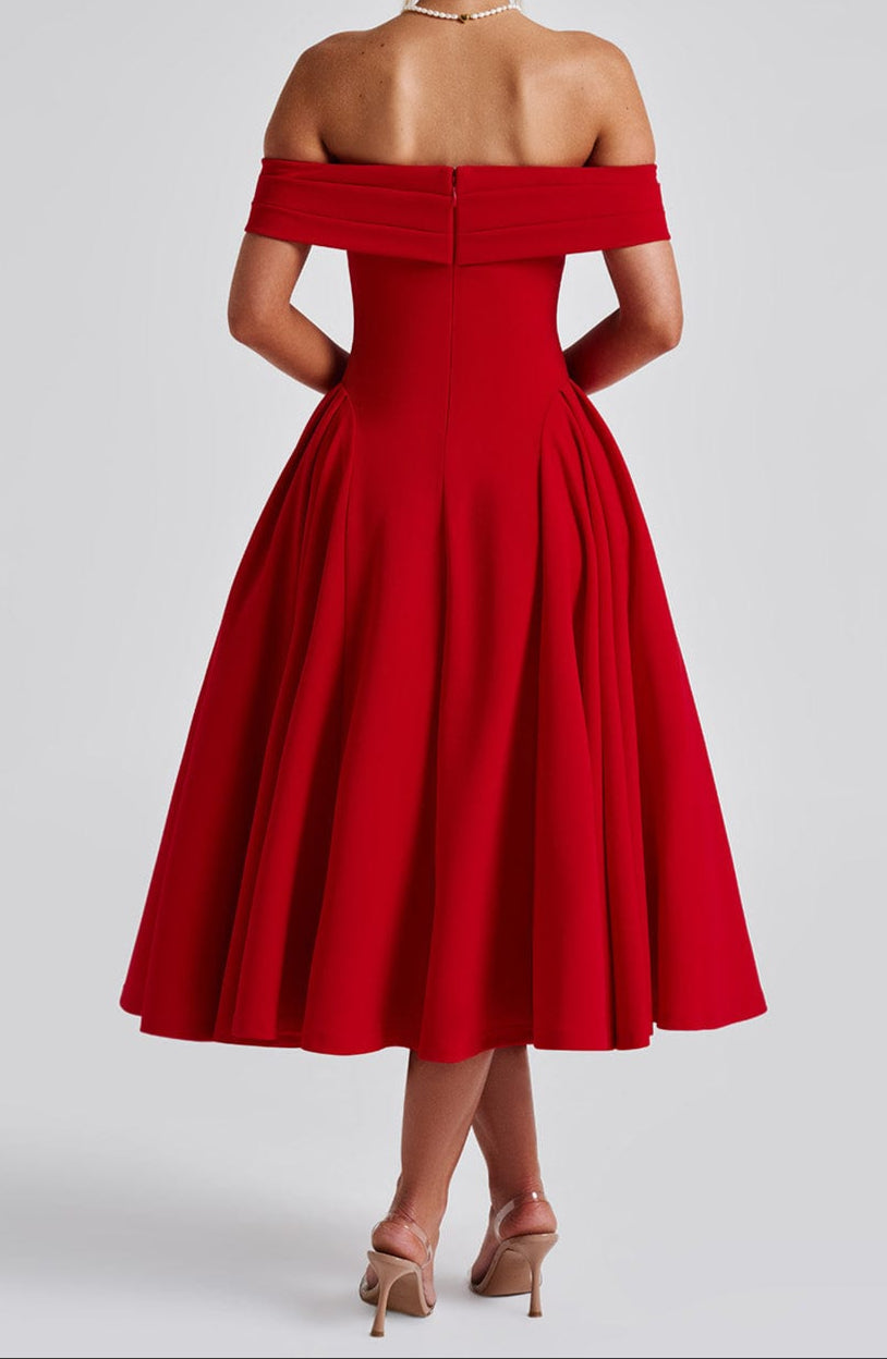 Michelle Midi Dress - Red