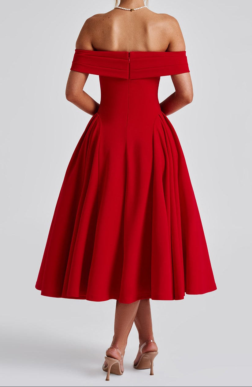 Oriana Midi Dress - Red