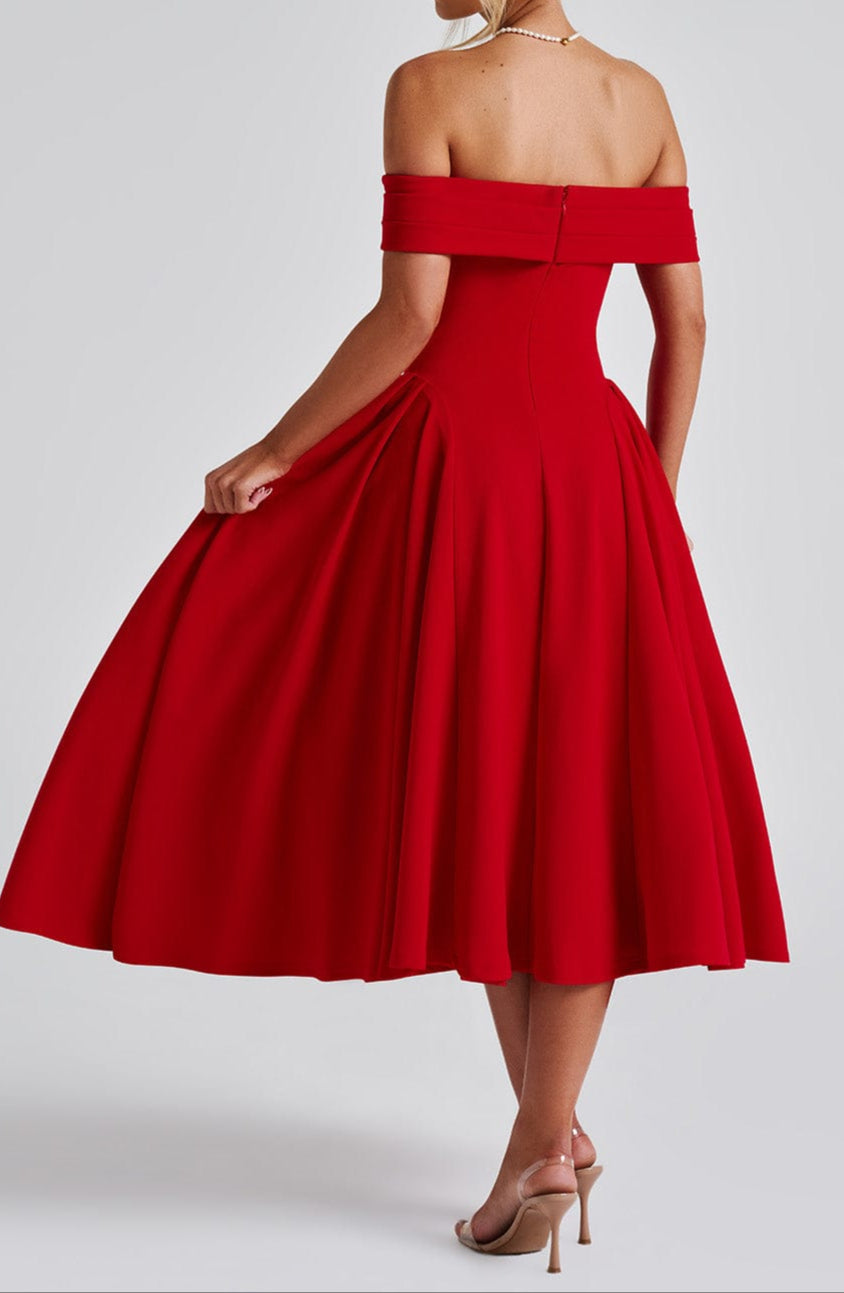 Michelle Midi Dress - Red