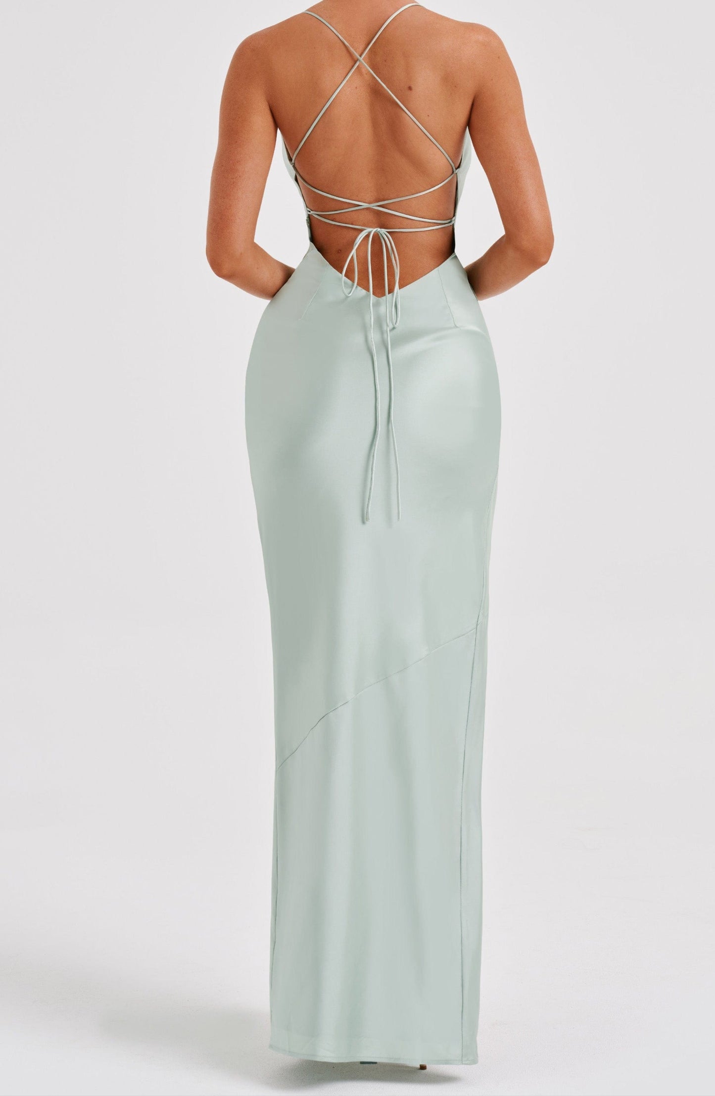 Vivia Satin Maxi Dress - Sage