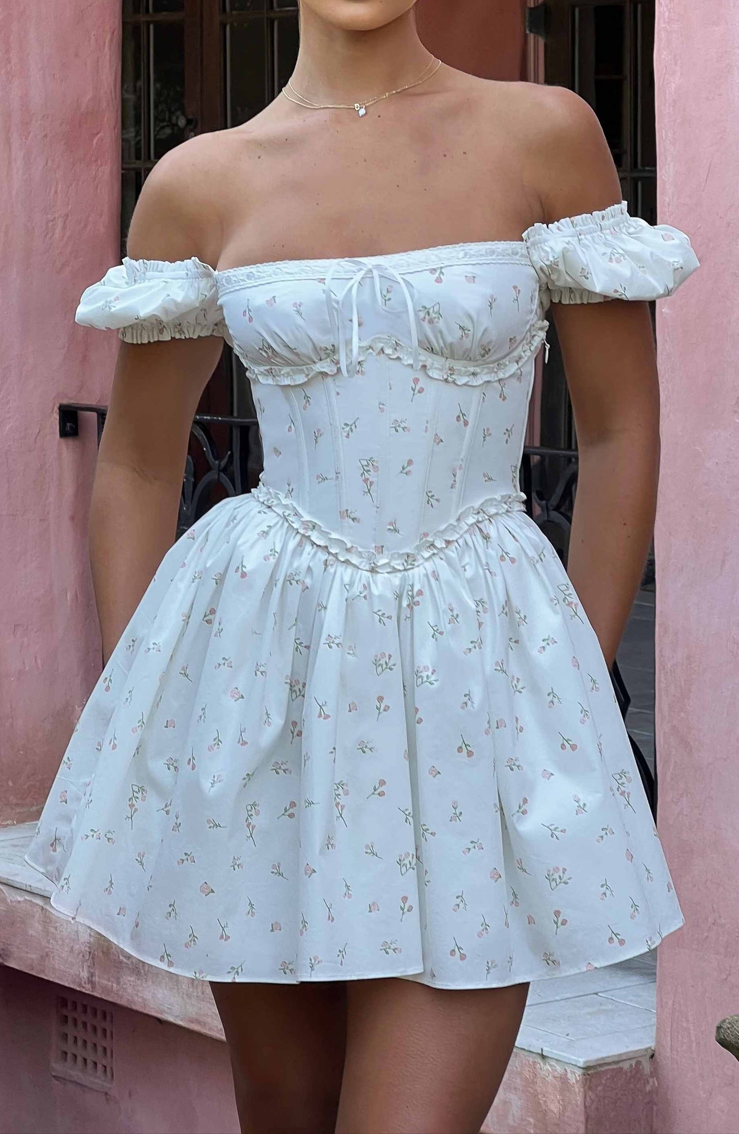 Clarice Mini Dress - Blush Floral Print