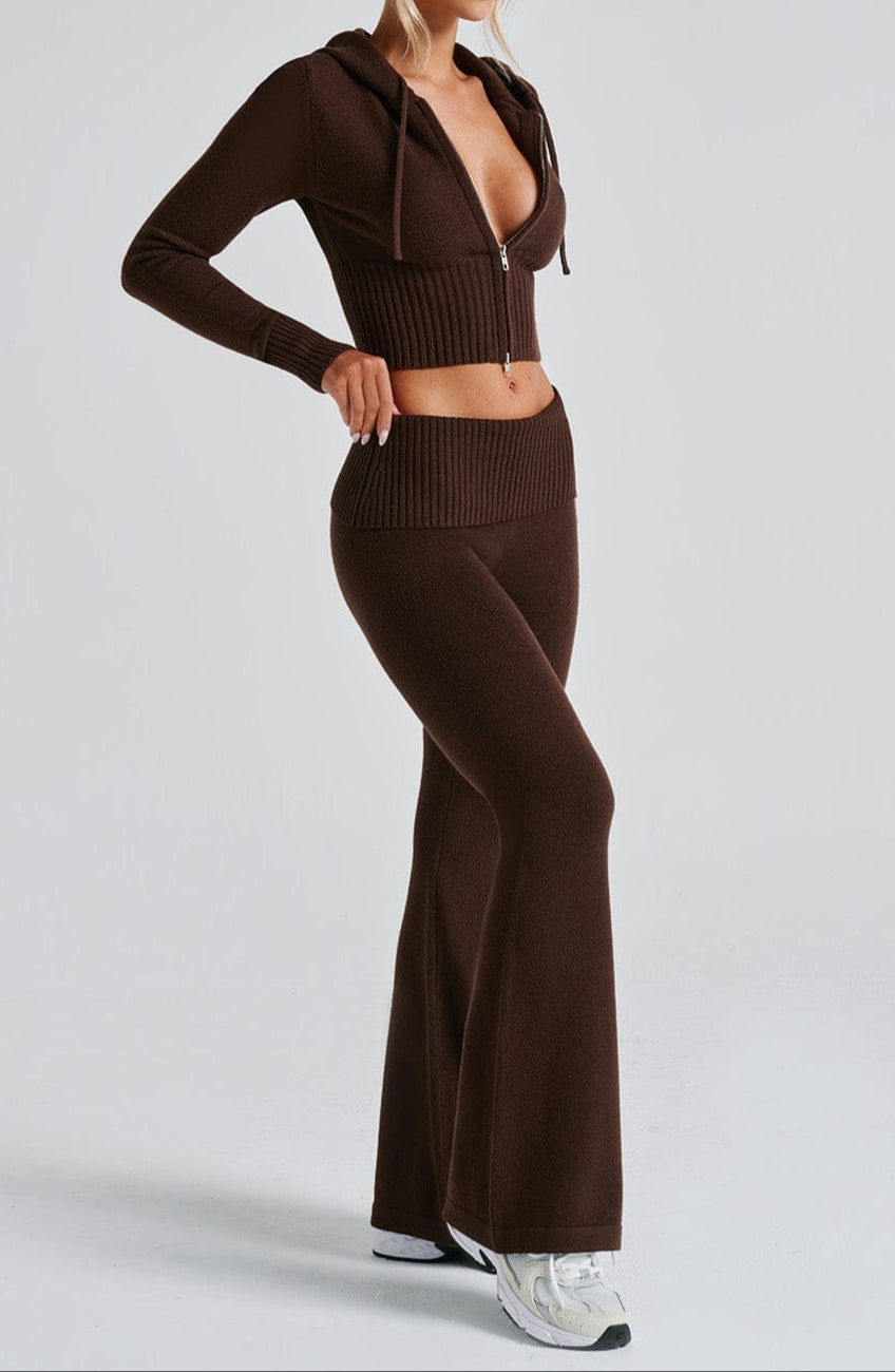 María Paula Knit Hoodie - Chocolate