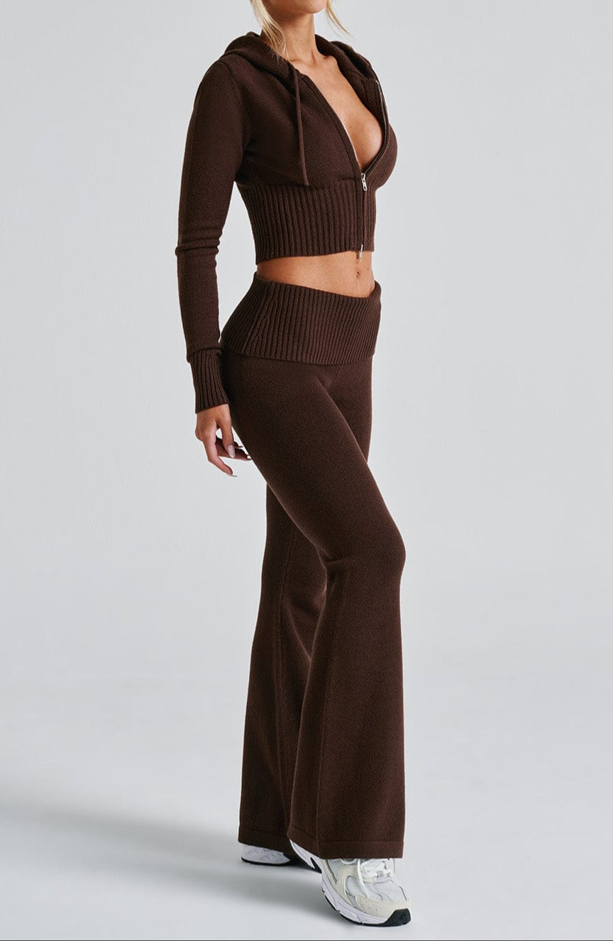 María Paula Knit Hoodie - Chocolate