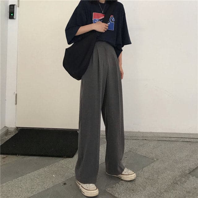 Straight Large Size Casual Solid Wide Leg Trousers Streetwear Suit Full-Length Hot Selling Chic Loose High Quality Pants