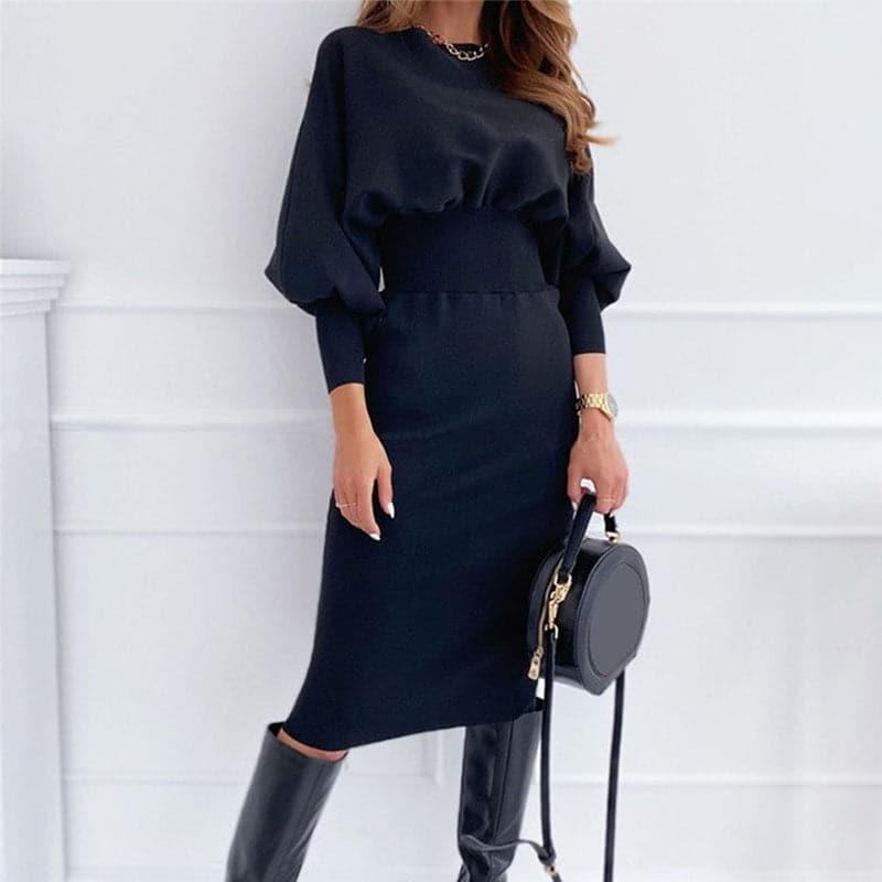 Fashion O-neck Long Sleeve Pencil Dress
