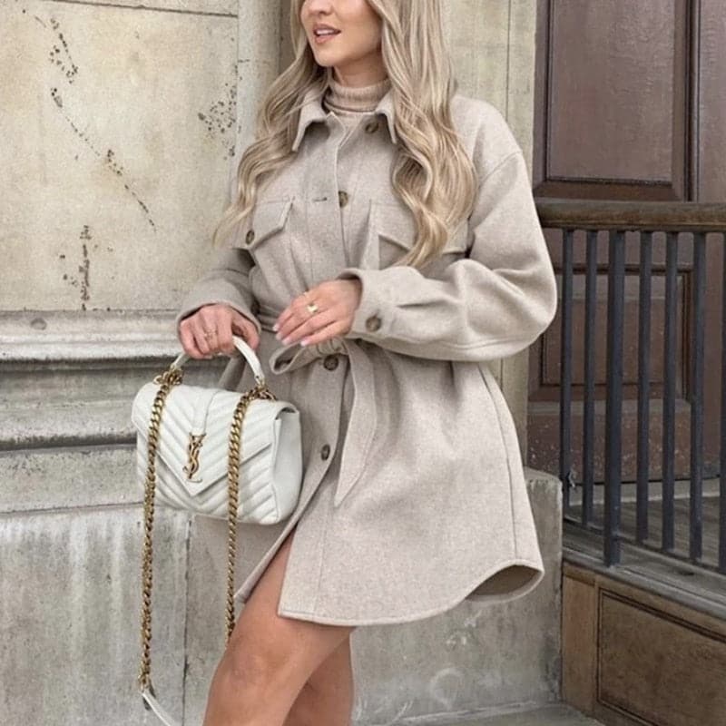 Vintage Woolen Camel  Soft Long Coats