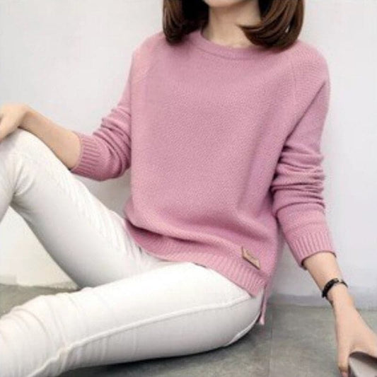 Long Sleeve Top Knitted Shirt Blouse Sweatshirt Loose Solid Jumper