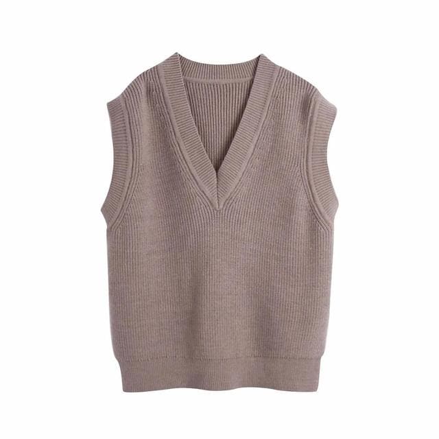 Warm V-neck Knit Vest Sweater