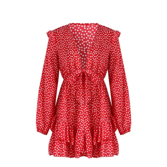 Dress Boho Floral Ruffle Short Mini Dress