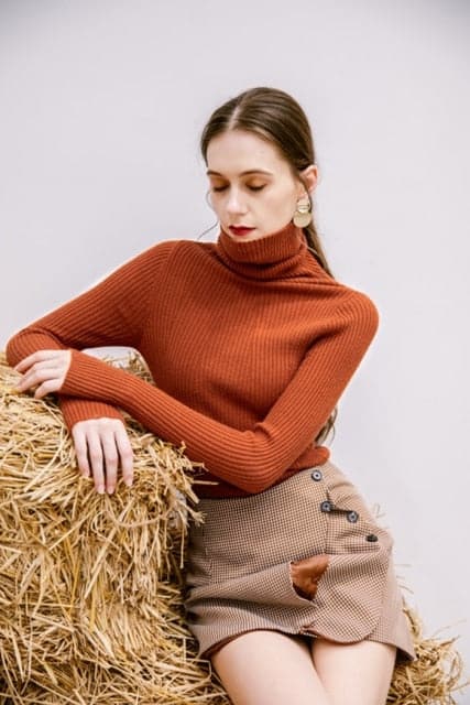 Korean Style Turtelneck Sweater Fashion Slim Casual Winter Sleeve Knitted Turtelneck Sweater Pull Femme Women's Clothing