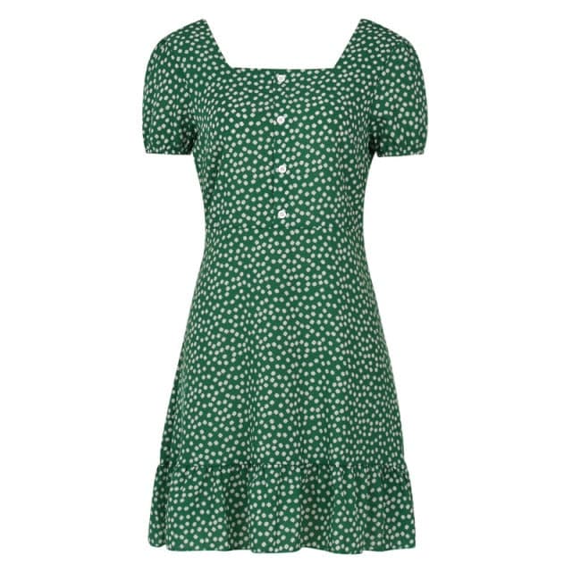 Dress Boho Floral Ruffle Short Mini Dress