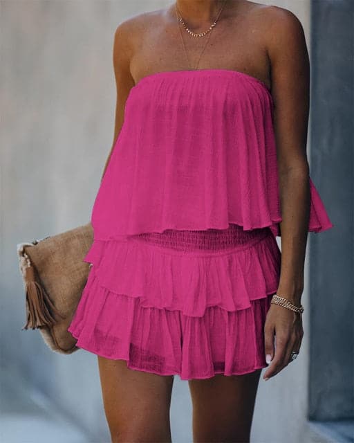 Fashion Summer Elegant Off Shoulder Layered Ruffle Romper