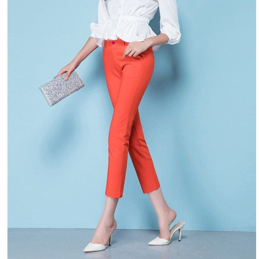 Slim Straight Trousers Women's Pants All Match Casual Spring Legging Pants Plus Size S-4XL Ankle-Length Pants