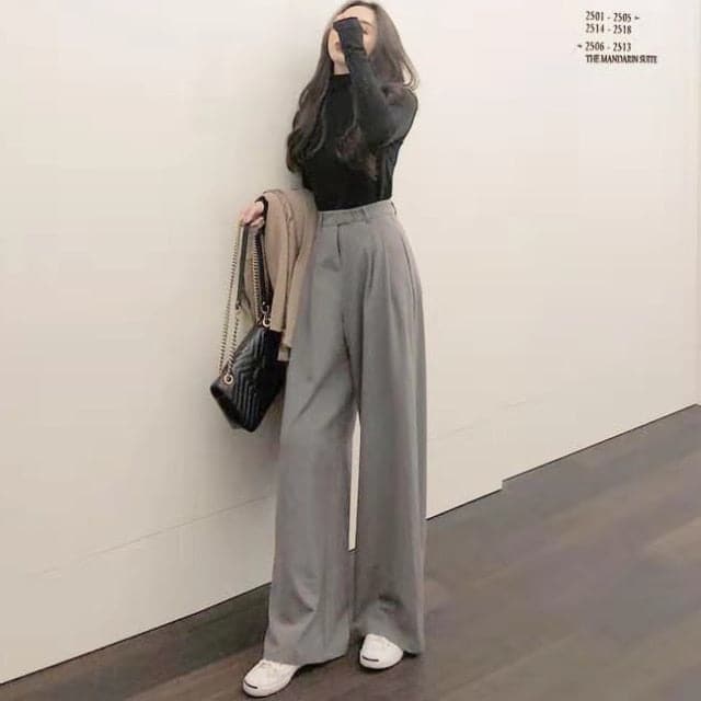 Retro Solid Color Wild Straight Wide Leg Pants